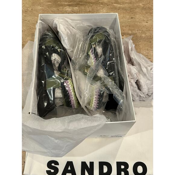 NEW in box Sandro Shell And Crochet-knit Braided Sandals SIZE FR 37 / 6.5 US - Picture 5 of 9